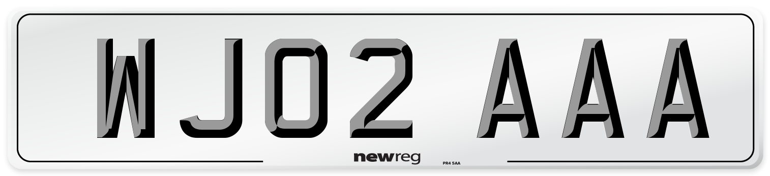 WJ02 AAA Number Plate from New Reg